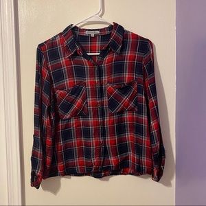 Charlotte Russe Red & Black Plaid Flannel Shirt S